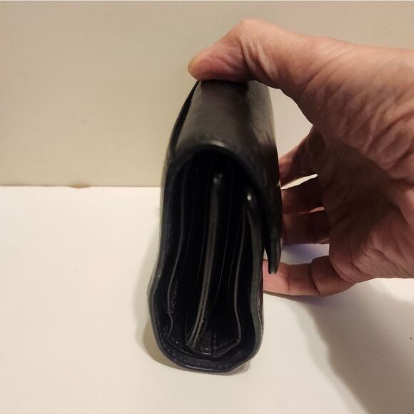 Ralph Lauren Black Soft Buttery Leather Silver Clip Wallet Ret.$145 - Picture 4 of 5